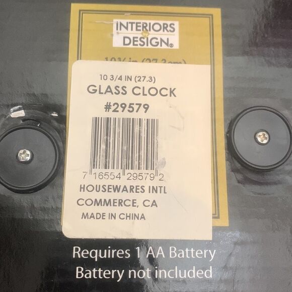 Interior Design Glass Clock 10 3/4 Inches 27.3 Cm Round Silver Hardware NEW Box - Picture 5 of 5